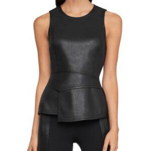 BCBGMAXAZRIA ‘Tori’ Black Faux Leather Tank size Small